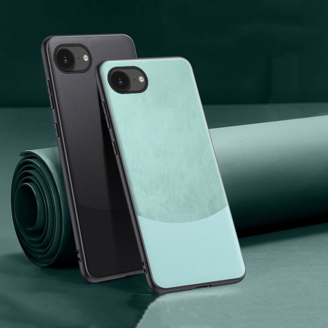 Splicing Color Luxury PU Leather Case for iphone 17e / 16e / Se 2025 Back Cover Matte Silicone Full Protect Case for iphone 17e