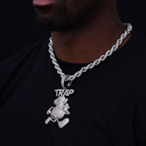 Colgante de Bolsa de Dinero de Cobre, Amuleto Hip Hop, Chapado en Oro de 14K y Rodio, Joyería con Zirconia y Diamantes, Colgante Dollar <span class=keywords><strong>Trap</strong></span> - Product Image 3