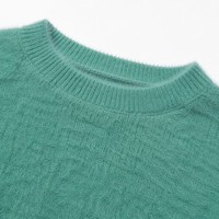Pull-over personnalisé OEM & ODM pour femme, en maille duveteuse, à manches longues, col rond, automne-hiver, Noël, en acrylique, doux, Ropa De Mujer