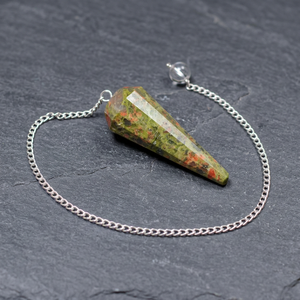 Meilleur exportateur de cristaux Rozrin, Agate Unakite, pendules à 12 facettes - Feng Shui, décoration d'intérieur, modèle sculpté et gravé Fcpen-33 - Product Image 3