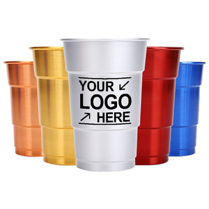 Vasos <span class=keywords><strong>de</strong></span> Aluminio Personalizados con Logotipo para Bebidas Frías, Vasos <span class=keywords><strong>de</strong></span> Cerveza para Fiestas, Vasos <span class=keywords><strong>de</strong></span> Aluminio con Borde Enrollado, Vasos <span class=keywords><strong>de</strong></span> Aluminio Reutilizables <span class=keywords><strong>de</strong></span> Grado Alimenticio al por Mayor - Product Image 1