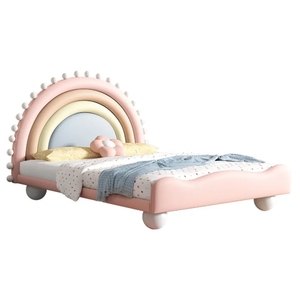 Letto singolo 1.2m in legno massiccio per bambini divertente letto principessa arcobaleno da ragazza resistente per piccole camere da letto - Product Image 2