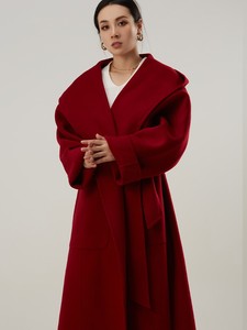 Abrigo extragrande de doble faz de <span class=keywords><strong>lana</strong></span> premium 70% y cachemira 30% para <span class=keywords><strong>mujer</strong></span>, con capucha, cinturón y cuello chal. Abrigo largo de invierno para <span class=keywords><strong>mujer</strong></span>. - Product Image 4