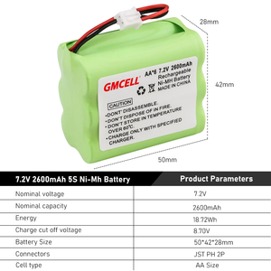 손전등 보트 2600mAh 1000mAh 1500mAh 1800mAh 2.4v 4.8v 6v 7.2v 8.4v 맞춤형 충전식 Ni-MH Nimh 배터리 팩 - Product Image 2