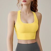 Soutien-gorge de sport pour femme à dos croisé, push-up, maintien élevé, antichoc, pour la course, le yoga et la gym, avec coussinets