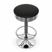 Tabouret de bar vintage américain pivotant avec garniture chromée, siège rembourré, réglage de la hauteur par vérin à gaz de 65 à 87 cm, base à disque sur pied, pour la maison et la cuisine