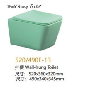 Inodoro Suspendido de Pared 520, Cerámica de Color, WC Colgante para Apartamentos Pequeños, Descarga Oculta - Product Image 2