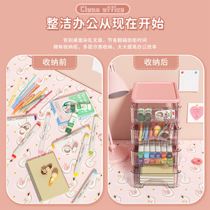 Drawer Style Desktop Storage <b>Box</b> 3 Tier Transparent Organizer For Office Stationery Cosmetic <b>Makeup</b> Drawer Cabinet With Handle - Product Image 2
