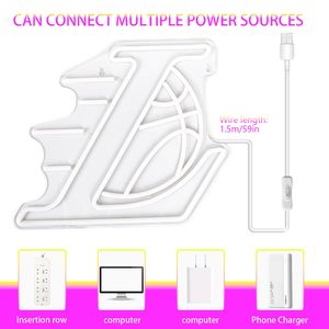 Enseigne néon LED avec logo de l'équipe sportive des Lakers, 13 pouces, pour décoration sportive de cave de basket-ball, chambre, bar, club, chambre d'adolescents, IP67, intensité réglable, 5V - Product Image 5