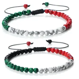 Palestinien Iran Philippines ARMENIE Azerbaïdjan Slovaquie Drapeau Couleur Bracelet Coloré Pierre Naturelle Perles Bracelet