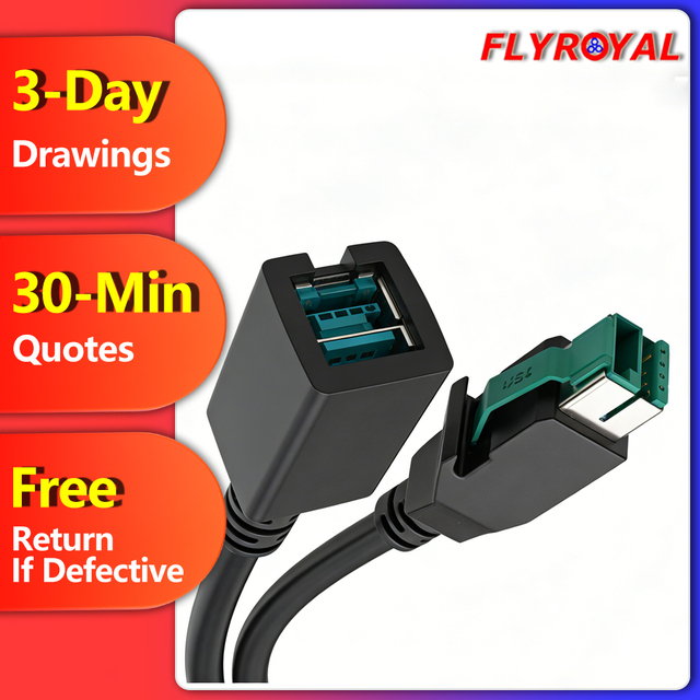 Factory Price 12V/24V Powered USB Male to Female Extension Cable for Epson Printer POS Scanner