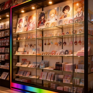Vitrina de exhibición con tapa de cristal para joyería, vitrina de cristal templado personalizada con iluminación LED de color en la base, escaparate para tienda de artículos para fumadores - Product Image 1