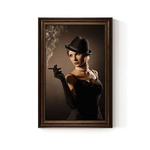 Vintage Sigaar Lounge Muur Kunst Sexy Vrouw Roken Poster Voor Bar Badkamer Industrieel Decor