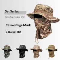 Conjunto de Gorro de Camuflaje Táctico para Ciclismo y Montañismo de Poliéster para las Cuatro Estaciones, con Capucha y Máscara Facial