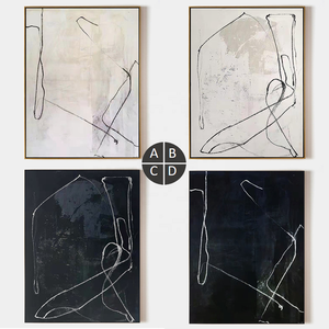 Dipinti minimalisti <span class=keywords><strong>bianco</strong></span> nero tela contemporanea linea di arte pittura a olio Wabi Sabi <span class=keywords><strong>bianco</strong></span> <span class=keywords><strong>bianco</strong></span> astratto pittura decorazione per la casa - Product Image 3