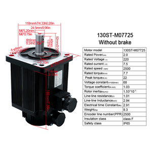 Moteur AC triphasé 2,0 kW 220 V 130ST-M07725+T3L-L30F-RABF pour entraînement de machine, vente chaude - Product Image 1