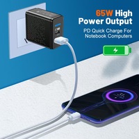 Chargeur USB 65W PD USB C à Charge Rapide, Adaptateur Secteur pour Téléphone Mobile Compatible iPhone, Bloc Chargeur Mural Quick Charge 3.0 (12W Max)