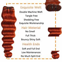 Gingembre Orange 10A 350 Vierge Cheveux Fermeture avec 3 Paquets (16 18 20 + 16) Coloré 4x4 Dentelle et Lâche Vague Profonde Coudre Bundles