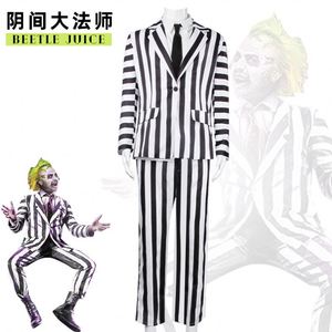 Costume de cosplay d'anime pour hommes, veste à rayures noires et blanches, chemise, pantalon, ensemble de costume d'Halloween, 4ourcostumes - Product Image 5