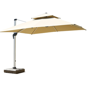 Parasol de terrasse extérieur Roma en aluminium, suspendu, avec base rotative à 360 degrés et tissu résistant à la décoloration, idéal pour les hôtels et les restaurants (Modèle B) - Product Image 4