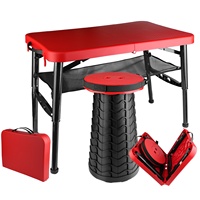 Ensemble table et tabourets pliables, légers, portables, réglables en hauteur, faciles à nettoyer, en plastique, pour extérieur
