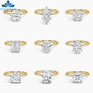 Bague de fiançailles et de mariage en or jaune massif 10K 14K 18K avec diamant de laboratoire CVD HPHT GIA IGI personnalisé <span class=keywords><strong>pour</strong></span> femme - Product Image 2