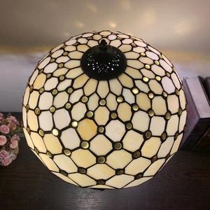 Longhuijing 16 inch kính màu bàn đèn Jewel Tiffany gỗ gụ Đồng bảng đèn - Product Image 6