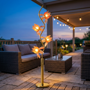 Wholesale 4-Head Lotus Accent <b>Floor</b> <b>Lamp</b>, S-curve Golden Frame, Acrylic Petal Shade, Warm Glow for Villa Interior Styling - Product Image 5