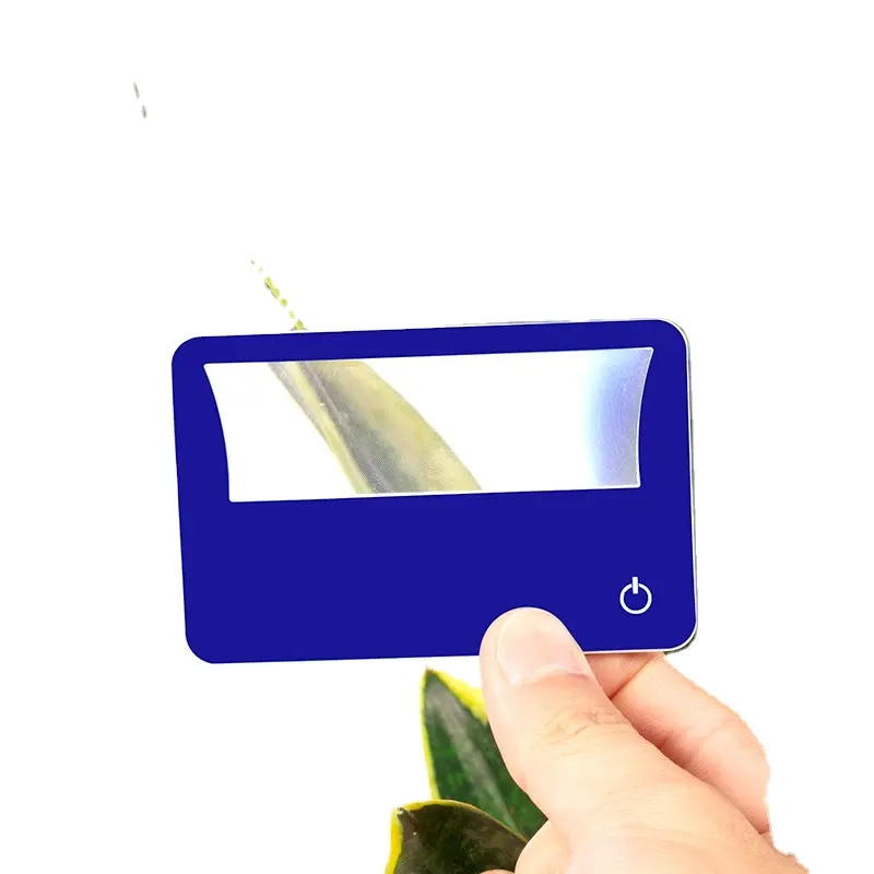 Free Sample Reading Fresnel PVC Ultra Thin Credit Card Magnifier with LED Light