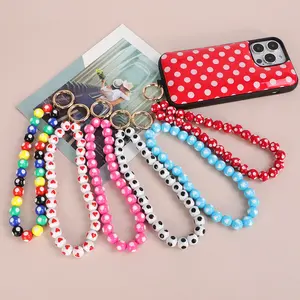 Candy Polka Dot Mobile Phone Chain Plastic Acrylic Wrist Strap Hand Lanyard For Puffer Phone Case