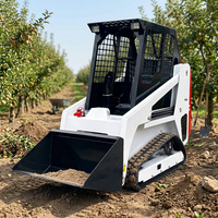Mini Backhoe Loader diesel Mini Skid Steer Loader Roda dengan Lampiran untuk Kebun Pertanian
