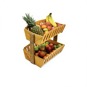 Étagère à pâtisserie à étages en bois VINO, 2 niveaux, style rustique, finition vernie respirante, utilisation en intérieur - Product Image 1