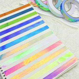 Акриловая клейкая художественная гимнастика, водонепроницаемая голографическая призматическая Блестящая лента, клейкая бумага, наклейка с обручем - Product Image 2