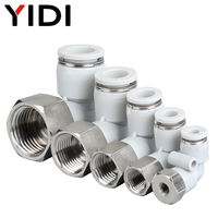 PLF Coude de type L Raccord pneumatique en laiton Tuyau d'air rapide 4mm 6mm 8mm 10mm Connecteur Push in 1/8 1/4 3/8 1/2 BSP R Filetage femelle