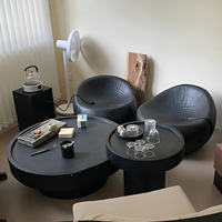 Tabouret à dossier noir carbonisé en bois d'origine, modèle de table à thé sculpté en racine, créatif, pour gîte, hôtel, club de loisirs, art