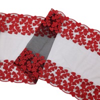 28CM Intensive Eyecatching Rouge Coeur Forme Brodé Dentelle Garniture pour Dames Sexy Lingerie