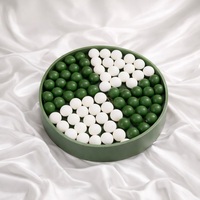 Boîtes cadeaux rondes de luxe pour chocolats, en tissu, avec broderie 3D verte personnalisée, pompon, pour le Ramadan, vides, pour pâtisserie