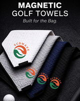 Serviettes de golf en microfibre gaufrée super absorbantes, multi-usages, couleur unie, personnalisables avec logo, avec clips et œillets – Vente en gros à prix réduit