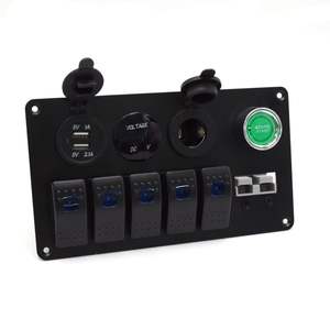 Panneau de commutation 5 gangs avec klaxon de réinitialisation interrupteur à bascule marche-arrêt démarrage du <span class=keywords><strong>moteur</strong></span> Andersn chargeur USB Volt 12V panneau de commutation pour <span class=keywords><strong>remorque</strong></span> de voiture - Product Image 1