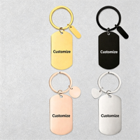 Ywyougang Personalisierter Haustier-Anhänger Schlüsselanhänger, Edelstahl Blanko Hunde-ID-Tag mit Mini-Charm, Lasergravierbarer Schlüsselring