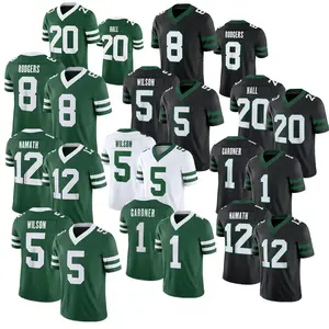 New York 2024 Draft First Round Pick 1 Ahmad Sauce Gardner 5 Garrett Wilson Player Game Jersey 8 Aaron Rodgers Legacy Green