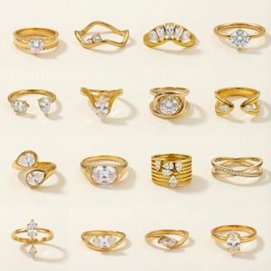 Stackable Luxury Stainless Steel Rings for Women 18K Gold Plated Cubic Zirconia Waterproof Tarnish Free Ring Jewelry Accessories - Product Image 1