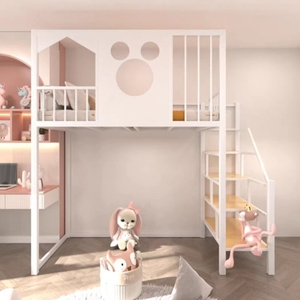 Litera de metal duradera con escalera de seguridad adecuada para dormitorios pequeños, litera doble de acero con marco compacto Premium - Product Image 5