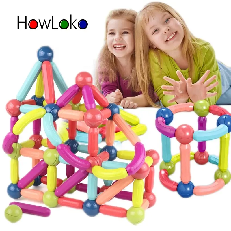 25-128Pcs Big Size Magnetic Stick Building Blocks game magnets children Set Kids Magnets for children Magnetic Toy Bricks 4.8