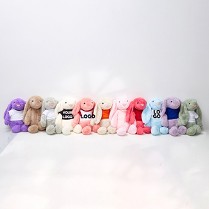 Đáng Yêu 25cm màu xám bashful Bunny thỏ với biểu tượng cá nhân văn bản T-Shirt trọng âu yếm bạn thân Thú nhồi bông đồ chơi sang trọng - Product Image 4