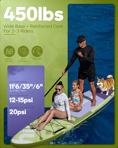 Planche à pagaie <span class=keywords><strong>gonflable</strong></span> 11'6''x35''x6'' pour les familles, tous les accessoires inclus, matériau Drop Stitch pour le yoga et les sports nautiques - Product Image 3