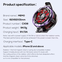 Enfriador de Teléfono para Juegos MEMO CX08 Pro 15W 18W de Alta Potencia, Ventilador de Refrigeración para Teléfono Móvil Tipo C