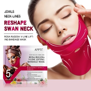 Masque facial anti-âge <span class=keywords><strong>APPTI</strong></span> à la rose rugosa et aux herbes, à l'aloe vera, pour tous types de peaux, bandage liftant en V, couvrant le double menton - Product Image 5