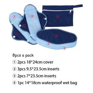 Juego de 8 Toallas Menstruales Reutilizables con Forro de Polar Lavable (7 Toallas + 1 Bolsa), Toallas Sanitarias Orgánicas para Incontinencia Femenina - Product Image 3