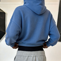 Sweat à capuche zippé personnalisé 100% coton gaufré éponge, chaud et épais pour l'hiver, anti-boulochage, délavé à l'acide